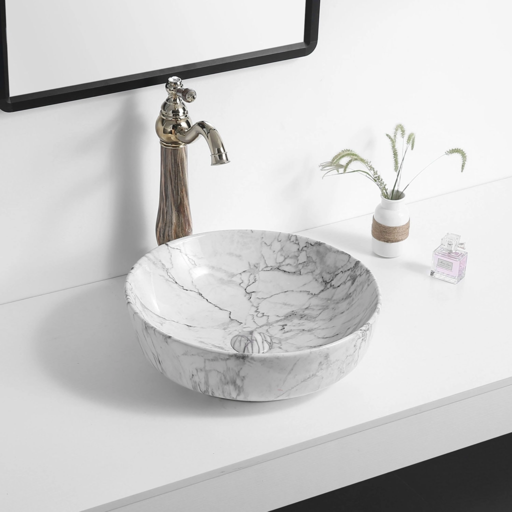 Bevisa Lusana umywalka nablatowa 42 cm okrągła, marmur